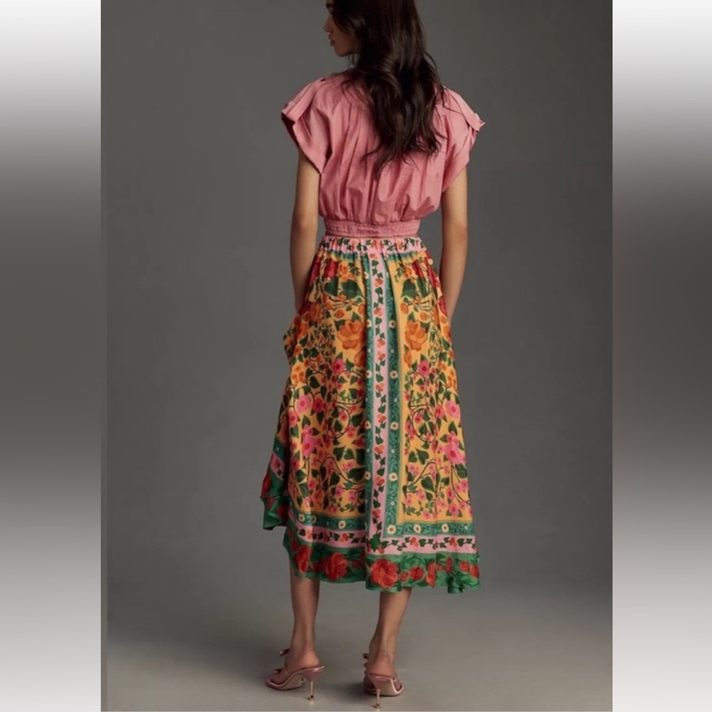 FARM Rio Floral Midi Skirt -  L - Picture 3 of 10